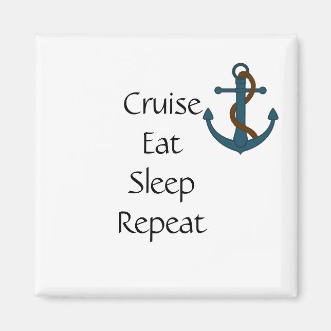 Lustigt Cruise Door Magnet Stateroom Eat Repeat (Framsidan)