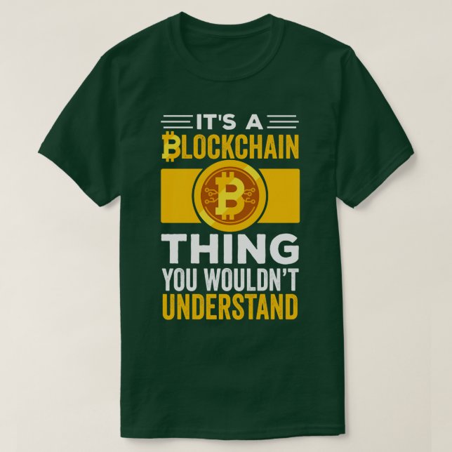 Lustigt Crypto presenterar sin blockkedja.. Du sku T Shirt (Design framsida)