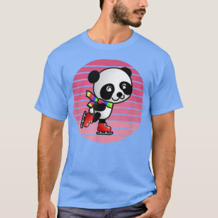 Lustigt Cute Animal Panda Bear Ice Skal Rosa Retr T Shirt