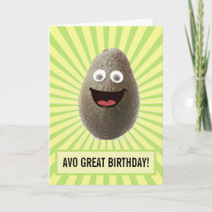 Lustigt Cute Avocado har en Underbar födelsedag Kort