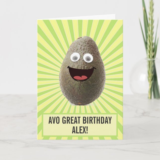 Lustigt Cute Avocado har ett Underbart födelsedags Kort (Framsida)