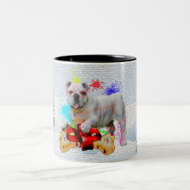 Lustigt, Cute British Bulldog Yappy-jul Två-Tonad Mugg
