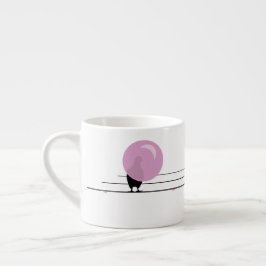 Lustigt Cute Bubblegum Birds på en vit tråd Espressomugg