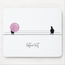 Lustigt Cute Bubblegum Birds på en vit tråd Musmatta