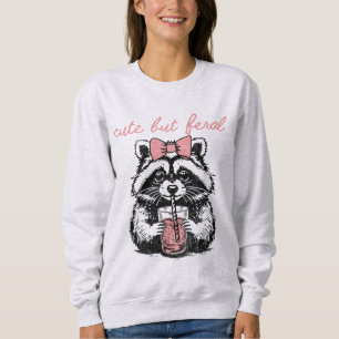 Lustigt Cute but Feral Raccoon Humous Quote T Shirt