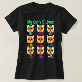 Lustigt Cute Cat Lover Mitt katt's 9 Lives Black W T Shirt
