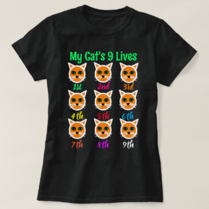 Lustigt Cute Cat Lover Mitt katt's 9 Lives Black W T Shirt