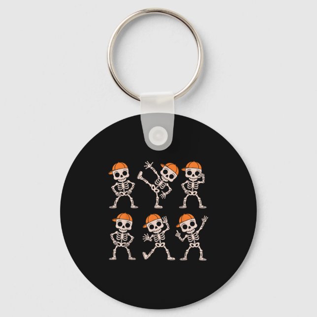 Lustigt Cute Dancing Skeleton Halloween Boys Kids  Nyckelring (Framsida)