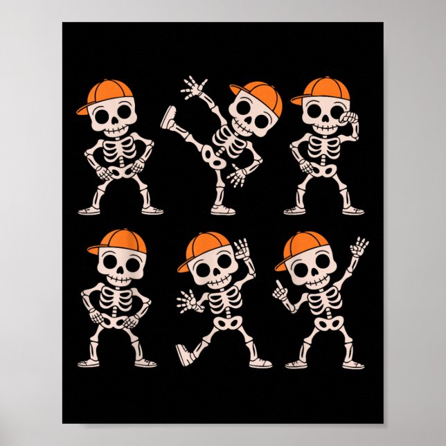 Lustigt Cute Dancing Skeleton Halloween Boys Kids  Poster (Framsidan)