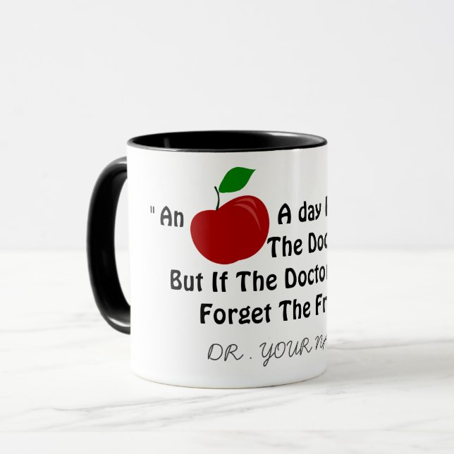 Lustigt Cute Doktor Red Apple Joke Personlig Namn Mugg (Framsida vänster)