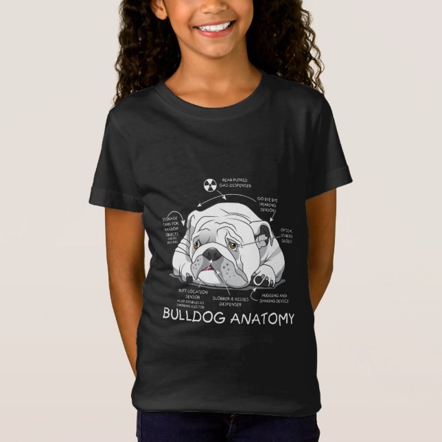 Lustigt Cute English Bulldog Anatomy Hund Biology T Shirt (Framsida)