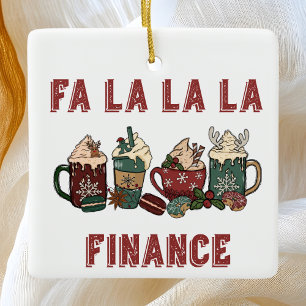 Lustigt Cute Festive Red and Grönt God Jul Finance Julgransprydnad Keramik