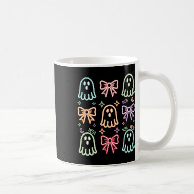Lustigt Cute Ghost-talessädesglöd i Halloween N Kaffemugg (Höger)