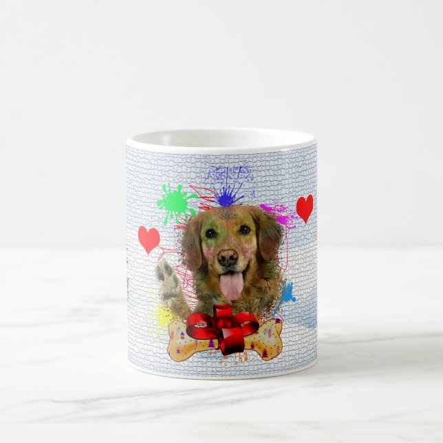 Lustigt, Cute Golden Retriever Hund Jul Kaffemugg (Center)