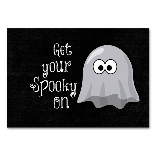 Lustigt, Cute Halloween Ghost, sätt på dig ditt ta Bordsnummer (Framsidan)