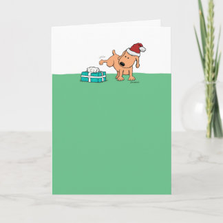 Lustigt Cute Hund Peeing på julafton Helgkort