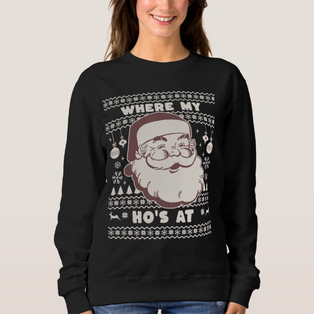 Lustigt Cute Jul Jultomten Ho Ho Ho's Ugly Swea T Shirt (Framsida)