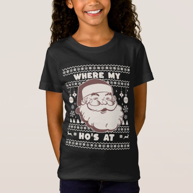 Lustigt Cute Jul Jultomten Ho Ho Ho's Ugly Swea T Shirt (Framsida)