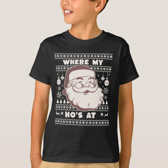 Lustigt Cute Jul Jultomten Ho Ho Ho's Ugly Swea T Shirt (Framsida)