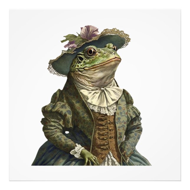 Lustigt Cute Modern Elegant Dsed Frog på Fototryck (Framsidan)