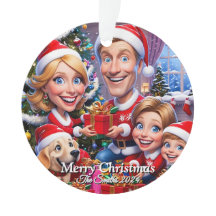 Lustigt, Cute, Modern Familjefoto Jul