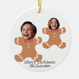 Lustigt, Cute, Modern Familjefoto Jul Julgransprydnad Keramik