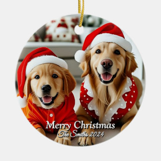 Lustigt, Cute, Modern Familjefoto Jul Julgransprydnad Keramik