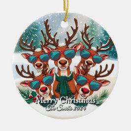 Lustigt, Cute, Modern Familjefoto Jul Julgransprydnad Keramik