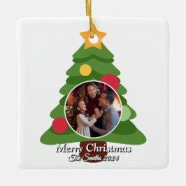 Lustigt, Cute, Modern Familjefoto Jul Julgransprydnad Keramik