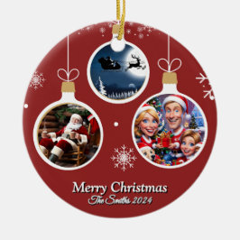 Lustigt, Cute, Modern Familjefoto Jul Julgransprydnad Keramik