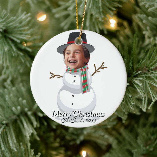 Lustigt, Cute, Modern Familjefoto Jul Julgransprydnad Keramik (Träd)