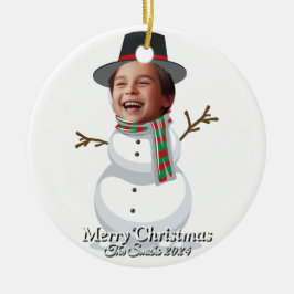 Lustigt, Cute, Modern Familjefoto Jul Julgransprydnad Keramik