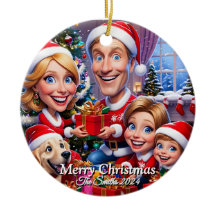 Lustigt, Cute, Modern Familjefoto Jul