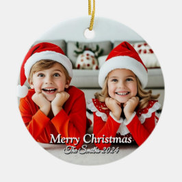 Lustigt, Cute, Modern Familjefoto Jul Julgransprydnad Keramik