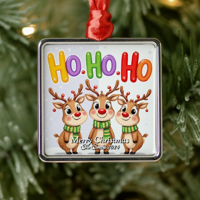 Lustigt, Cute, Modern Familjefoto Jul Julgransprydnad Metall (Träd)