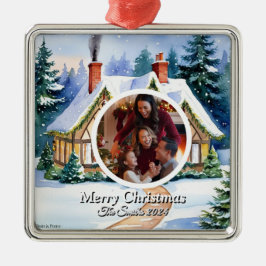 Lustigt, Cute, Modern Familjefoto Jul Julgransprydnad Metall