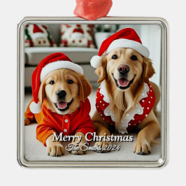 Lustigt, Cute, Modern Familjefoto Jul Julgransprydnad Metall