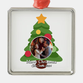 Lustigt, Cute, Modern Familjefoto Jul Julgransprydnad Metall