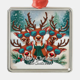 Lustigt, Cute, Modern Familjefoto Jul Julgransprydnad Metall