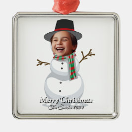 Lustigt, Cute, Modern Familjefoto Jul Julgransprydnad Metall