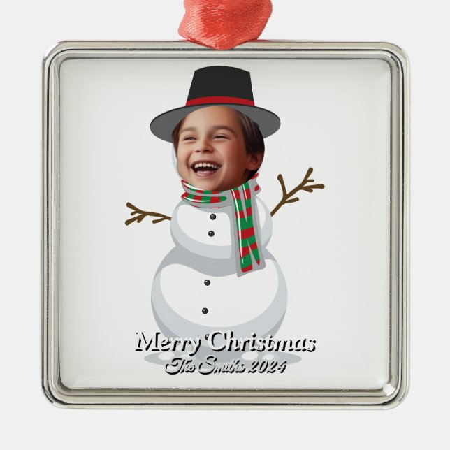 Lustigt, Cute, Modern Familjefoto Jul Julgransprydnad Metall (Framsidan)