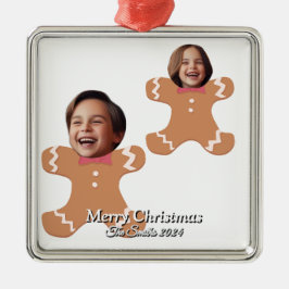 Lustigt, Cute, Modern Familjefoto Jul Julgransprydnad Metall