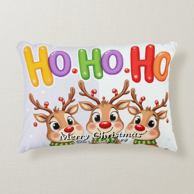 Lustigt, Cute, Modern Familjefoto Jul Prydnadskudde (Framsidan)