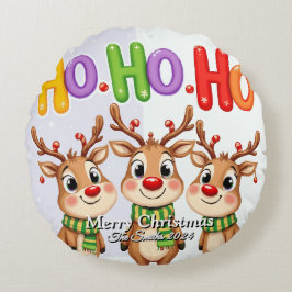 Lustigt, Cute, Modern Familjefoto Jul Rund Kudde