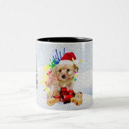 Lustigt, Cute Morkie Hund jul Två-Tonad Mugg