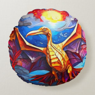 Lustigt Cute Mosaic Dinosaurs kushion-kuddar instä Rund Kudde