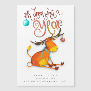 Lustigt Cute Oh Hjort Vad ett års Helgdag-kort-mag
