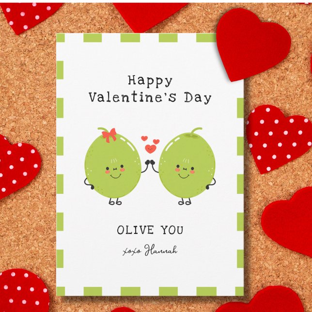 Lustigt Cute Olive Glad Alla hjärtans dag Julkort (Skapare uppladdad)