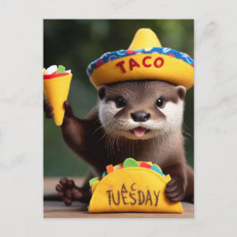 Lustigt cute Otter med Taco Vykort
