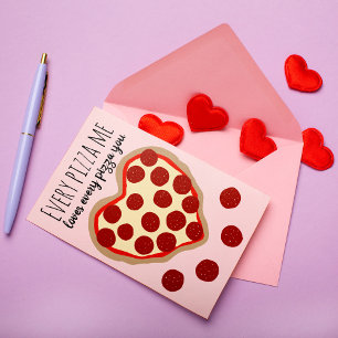 Lustigt Cute Pizza Heart Valentindagen Hälsning Helgkort
